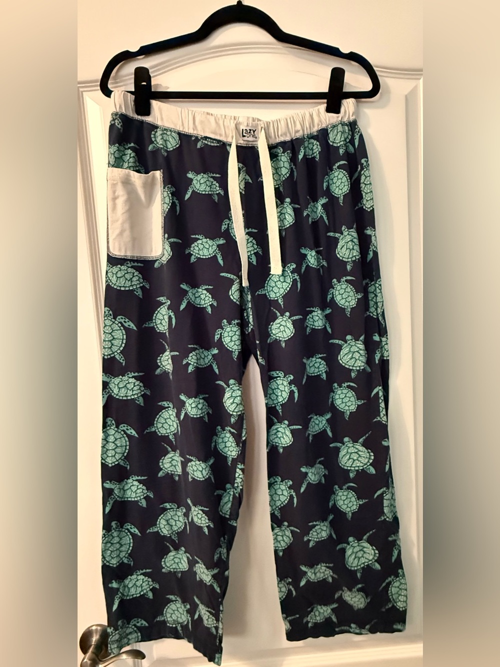 Lazy One Navy Pajama Pants with Teal Turtle Print